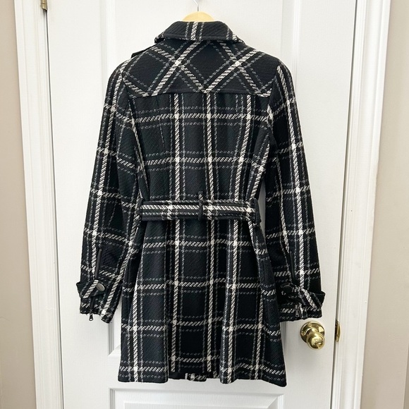 Ricki’s Chic Black Grey White Plaid Coat Belted Size XS - Picture 3 of 16